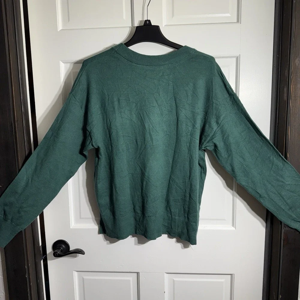 Rae Dunn Womens XL Sweater Pullover Crewneck Green Holiday  Christmas Cozy Soft - Picture 8 of 12